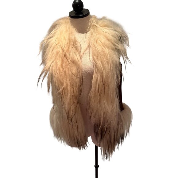 Unbranded Jackets & Blazers - Vintage Genuine Mongolian Womens Lamb Fur Suede Vest Size Small Brown Rare